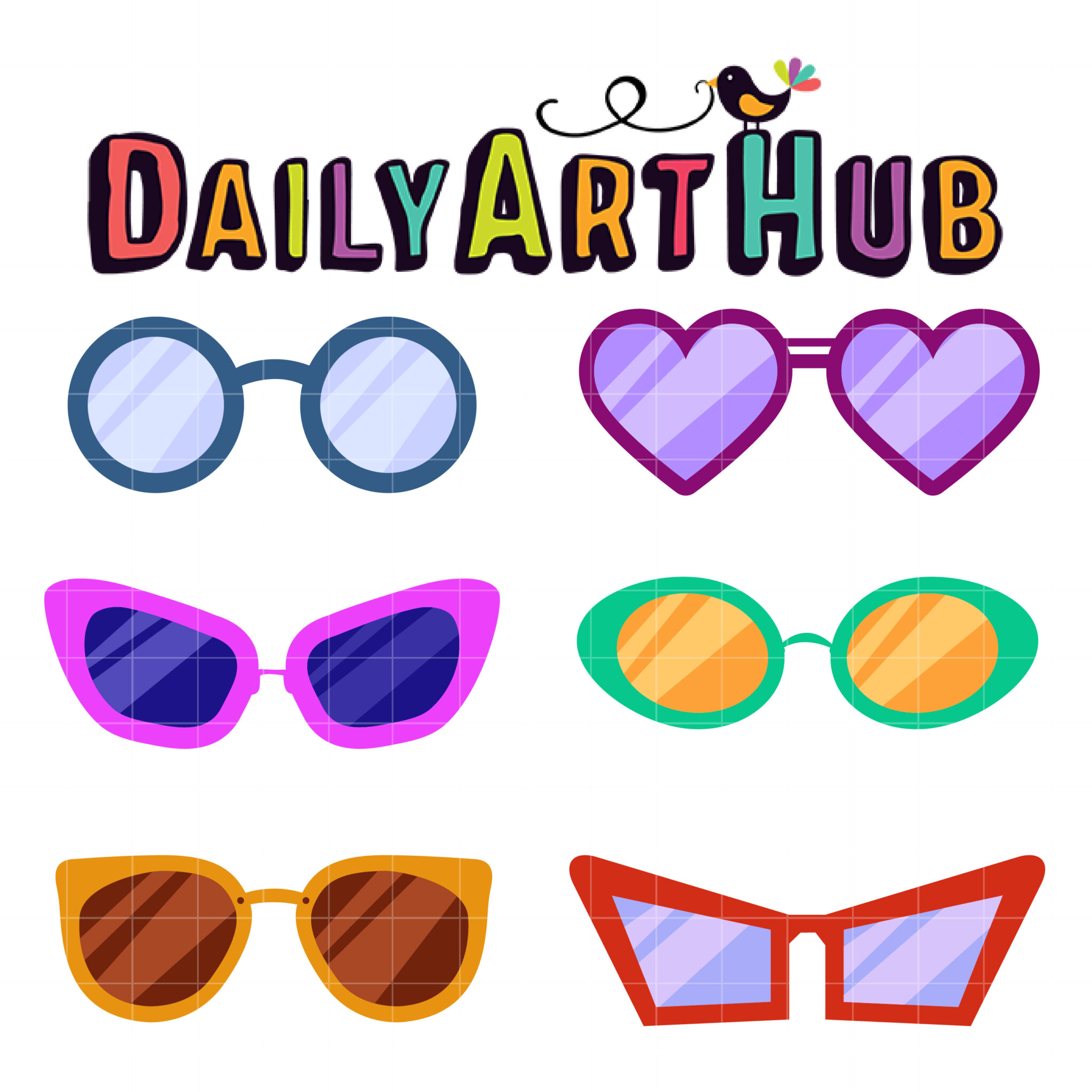 80s and 90s Retro Sunglasses Clip Art Set – Daily Art Hub // Graphics ...