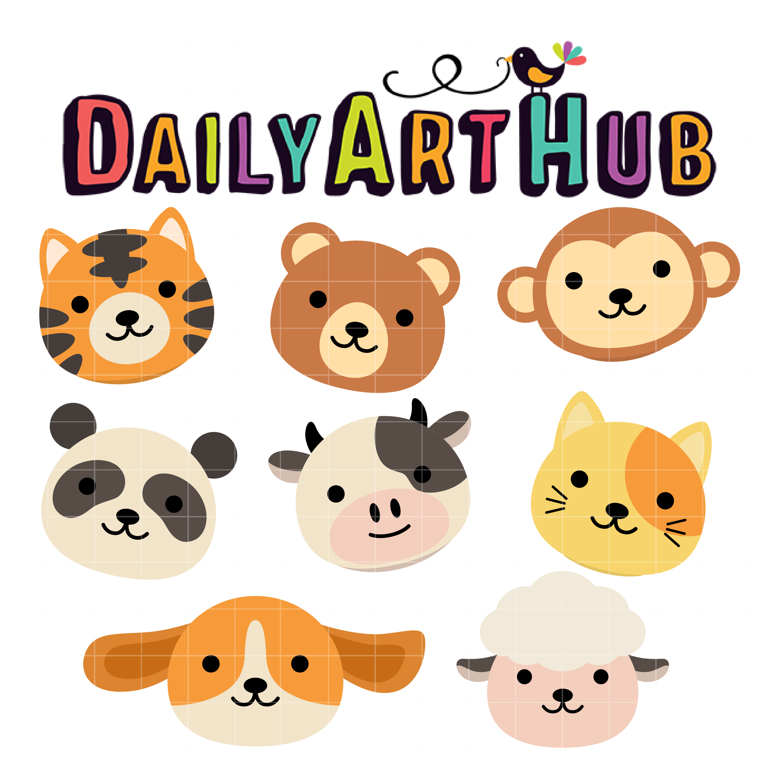 Random Animals Faces Clip Art Set – Daily Art Hub // Graphics, Alphabets &  SVG