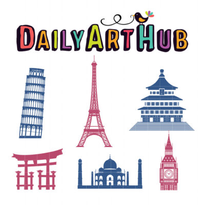 Travel Spots Icon Silhouette Clip Art