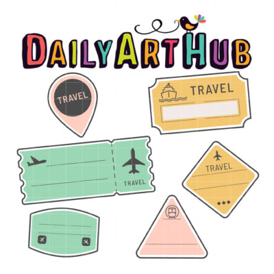 Blank Travel Stamp Template Clip Art Set