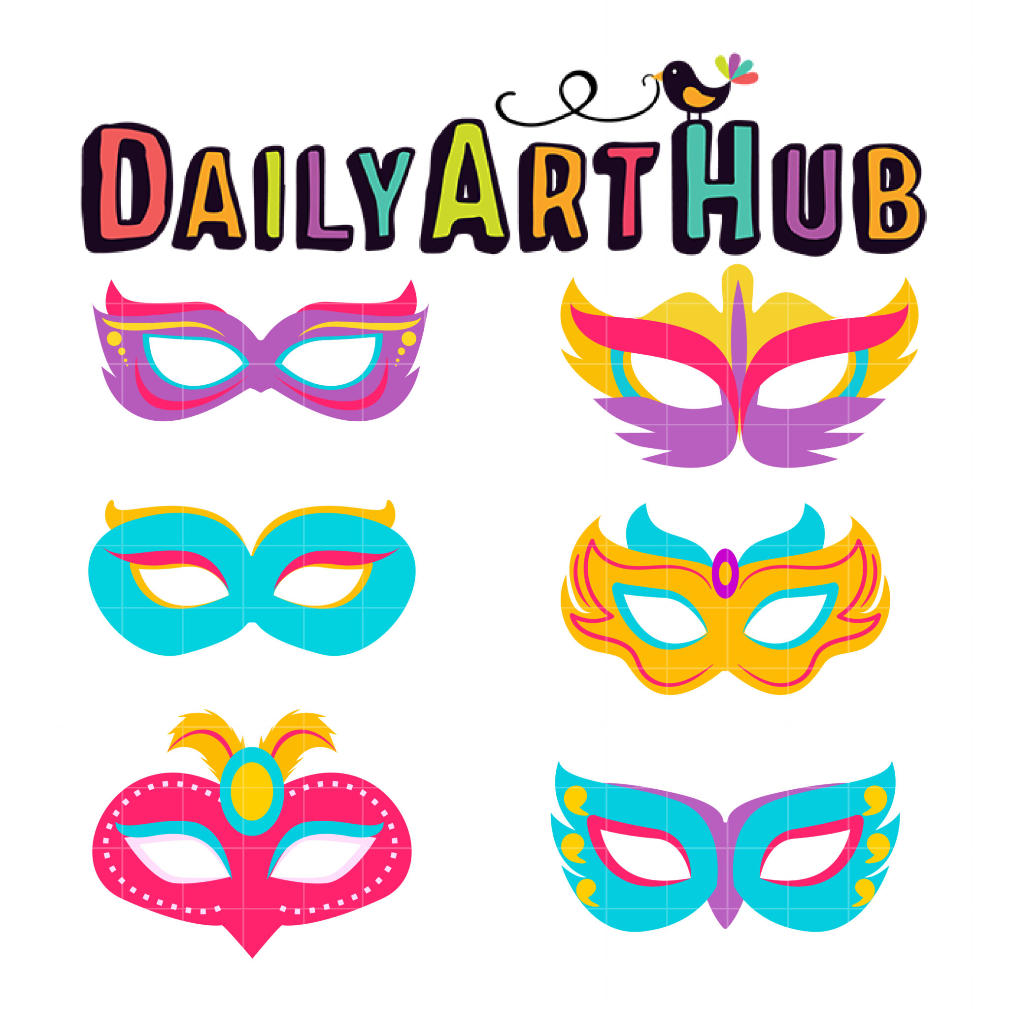 Colorful masquerade Masks Clip Art Set – Daily Art Hub // Graphics ...