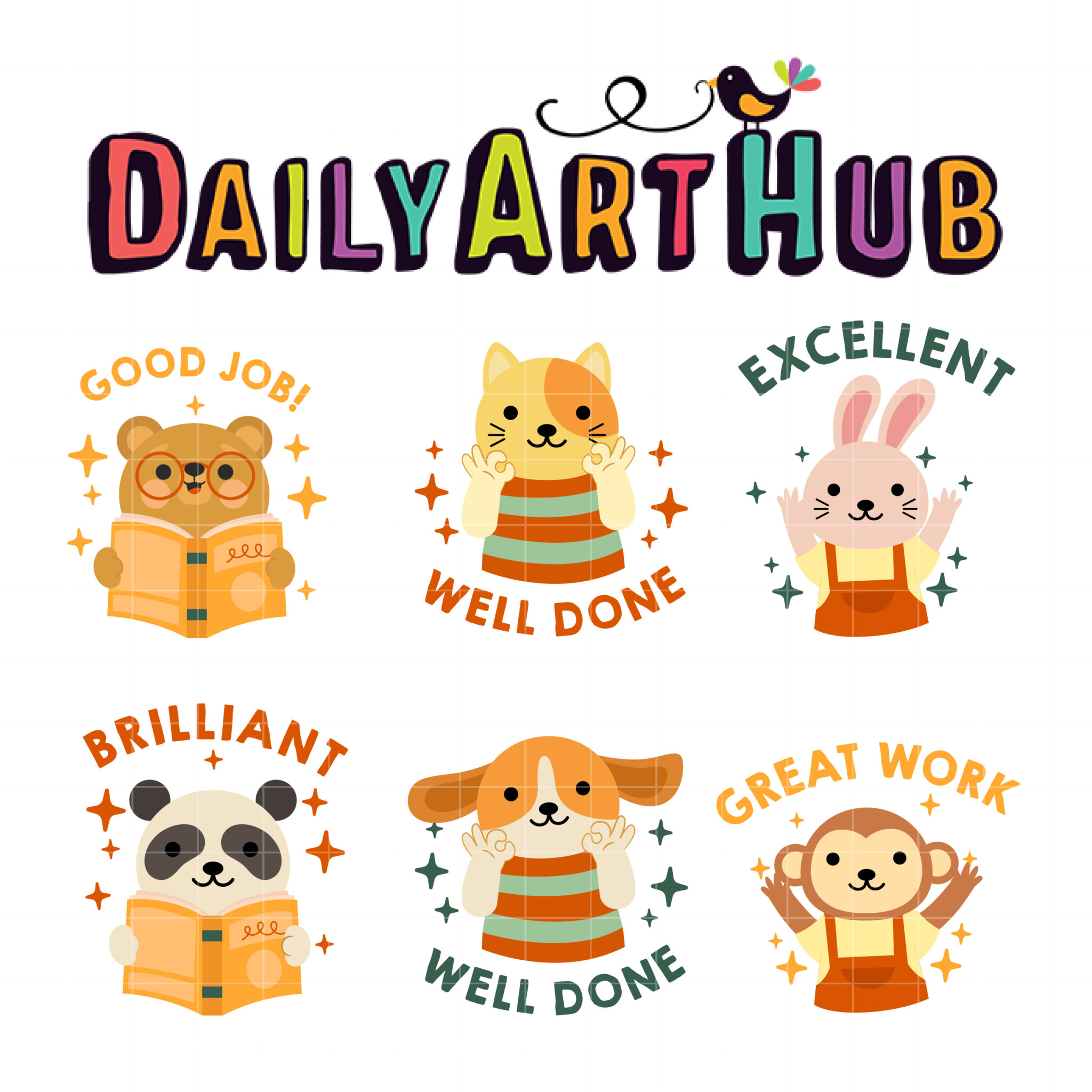 Cute Good Job Animals Clip Art Set – Daily Art Hub // Graphics, Alphabets &  SVG