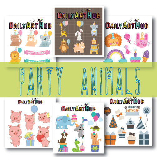 Party Animals Mega Art Pack! Get it with our full site for $20! Clip Arts /  Vector Arts for Crafts, Scrap Booking, Commercial Products & More! – Daily  Art Hub // Graphics, Alphabets & SVG