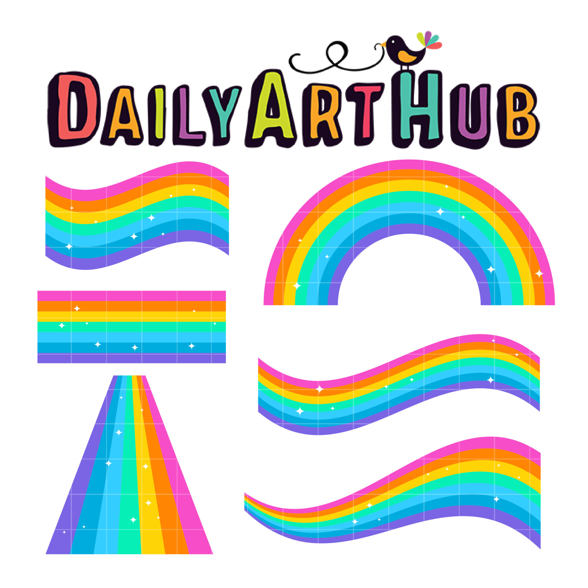 Pastel Rainbow Shape Collection Clip Art Set – Daily Art Hub