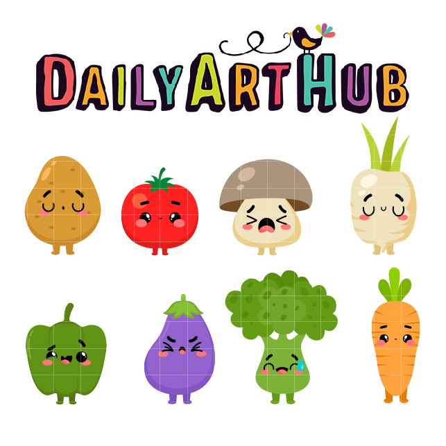 Cute Vegetables Faces Clip Art Set – Daily Art Hub // Graphics, Alphabets &  SVG