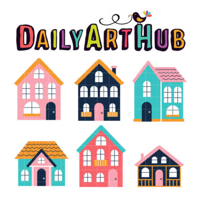 Colorful Doll House Clip Art Set