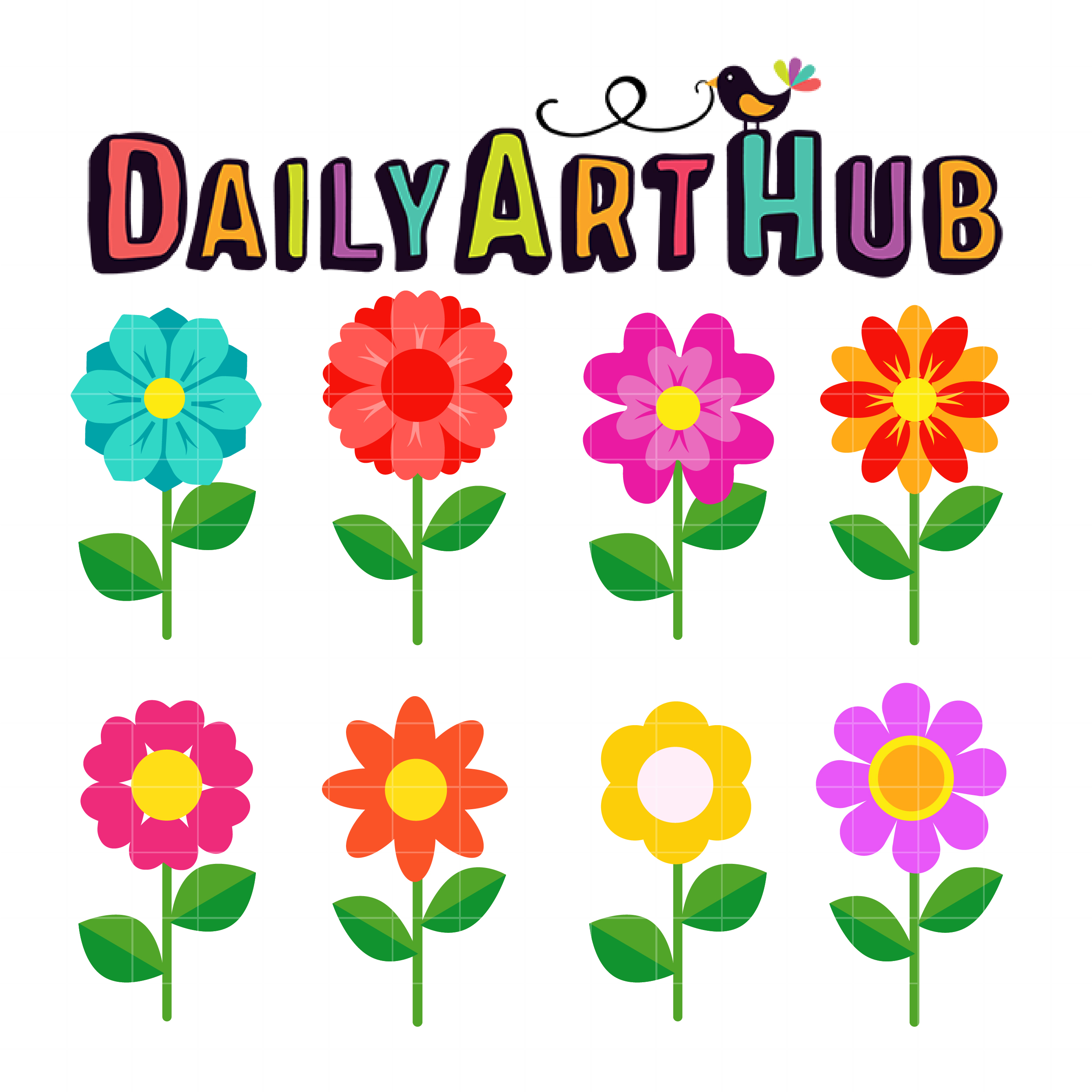 Cute Cartoon Flowers Clip Art Set – Daily Art Hub // Graphics, Alphabets &  SVG