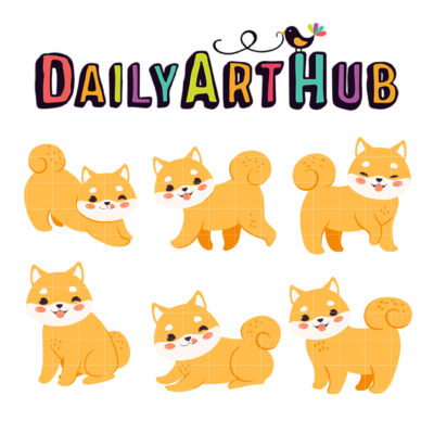 Cute Shiba Collection Clip Art Set