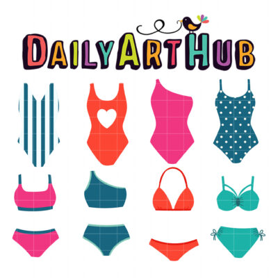 Women Bathing Suit Clip Art Set – Daily Art Hub // Graphics, Alphabets ...