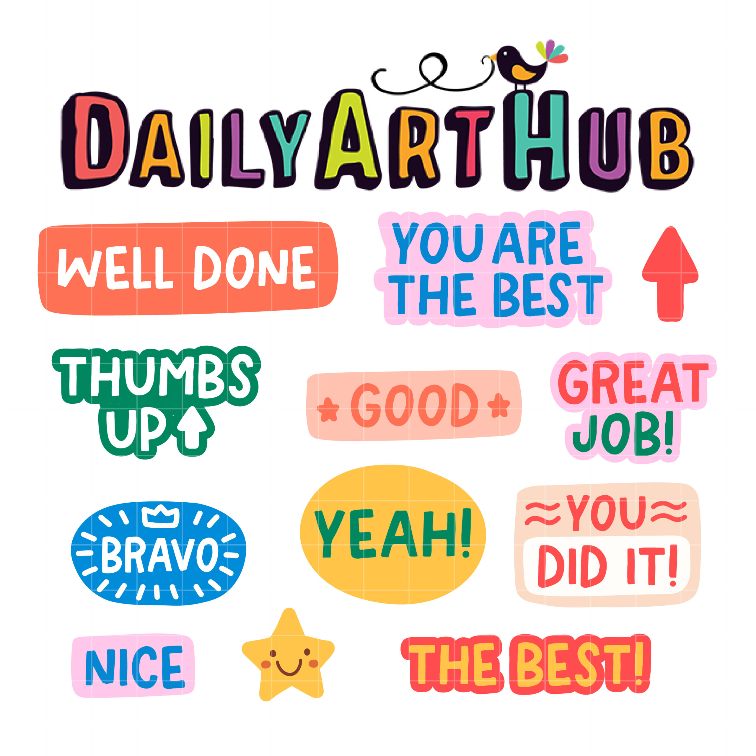 Motivational Words Sticker Clip Art Set – Daily Art Hub // Graphics,  Alphabets & SVG