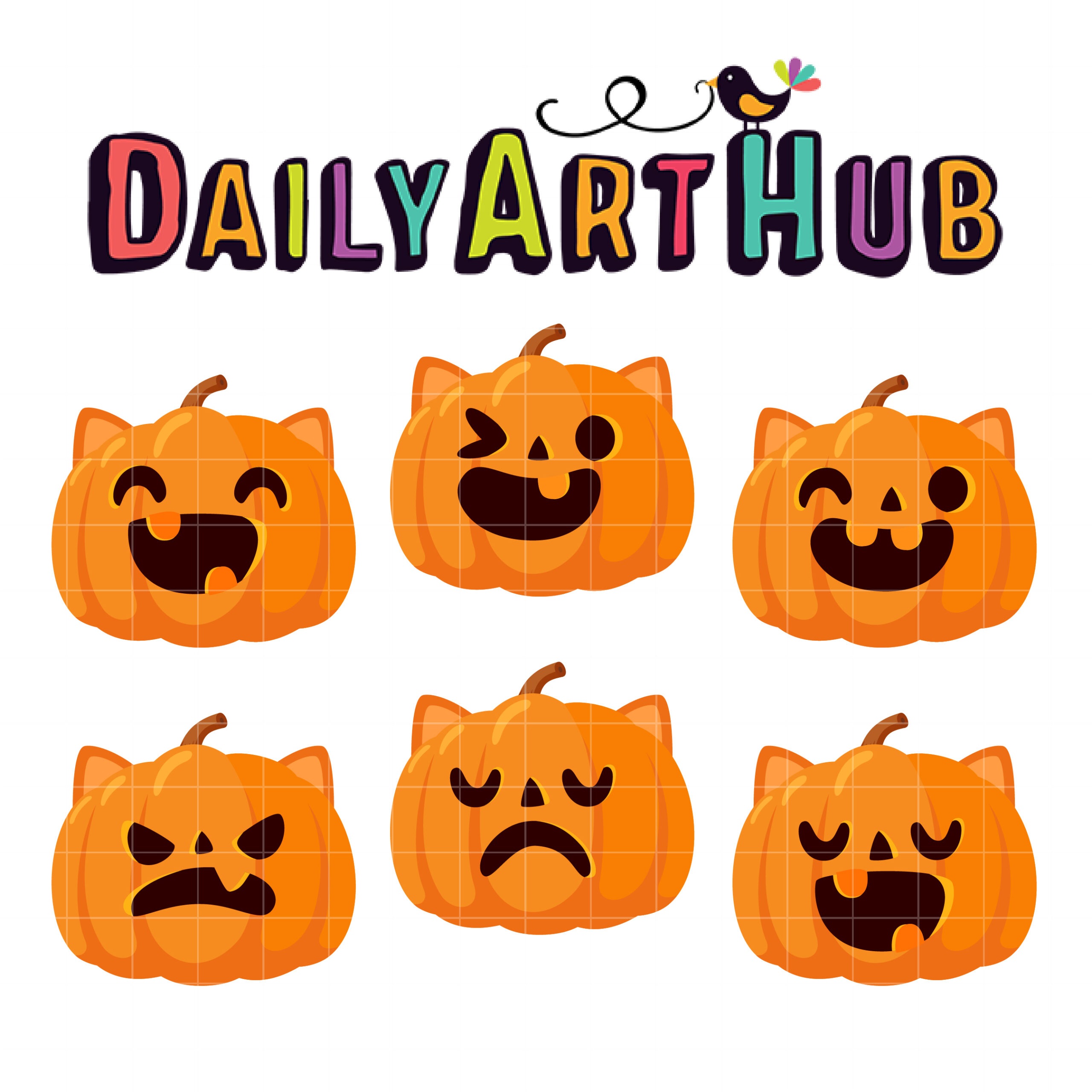 Kawaii Cat Pumpkin Clip Art Set – Daily Art Hub // Graphics, Alphabets & SVG