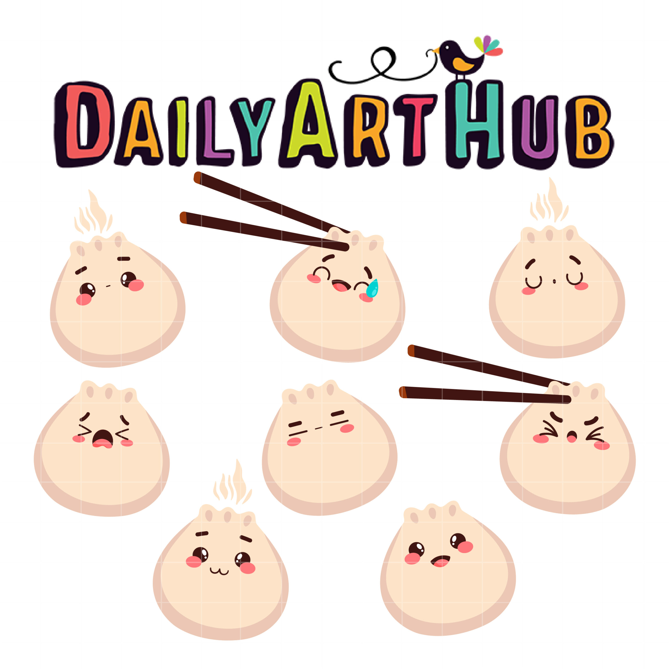 Kawaii Dumpling Expression Clip Art Set Daily Art Hub Graphics 