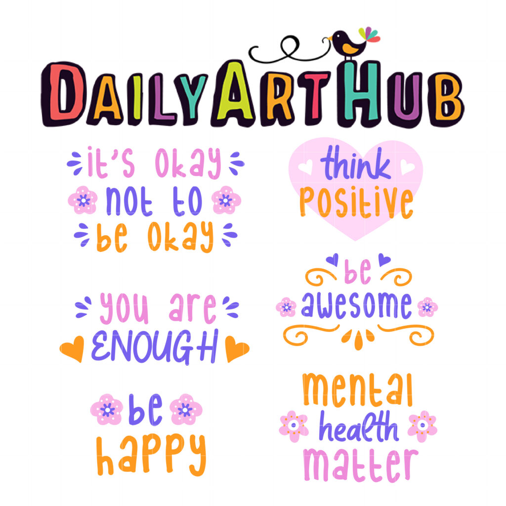 Mental Health Quotes Clip Art Set Daily Art Hub // Graphics