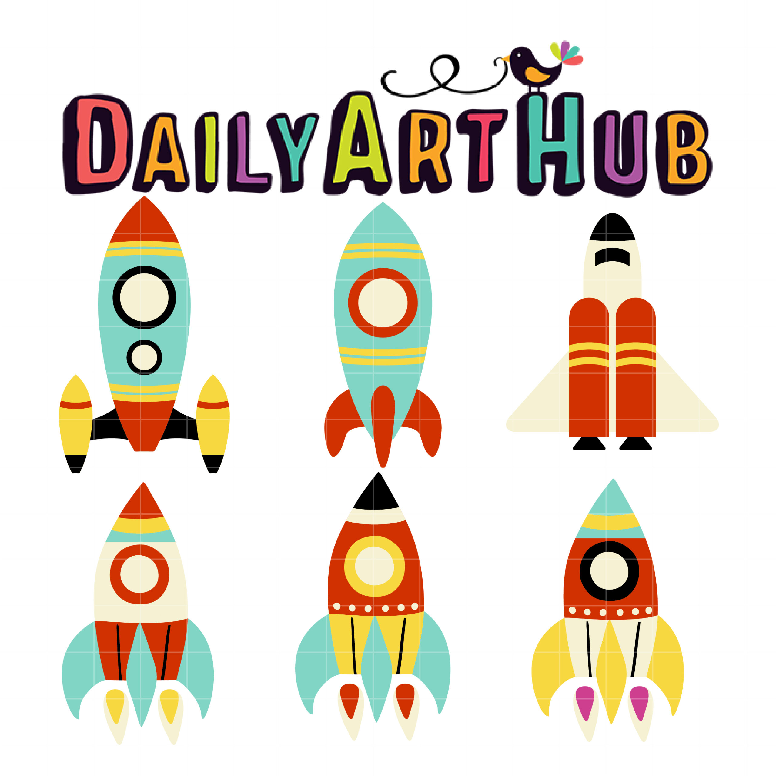 Retro Spaceship Clip Art Set – Daily Art Hub // Graphics, Alphabets & SVG