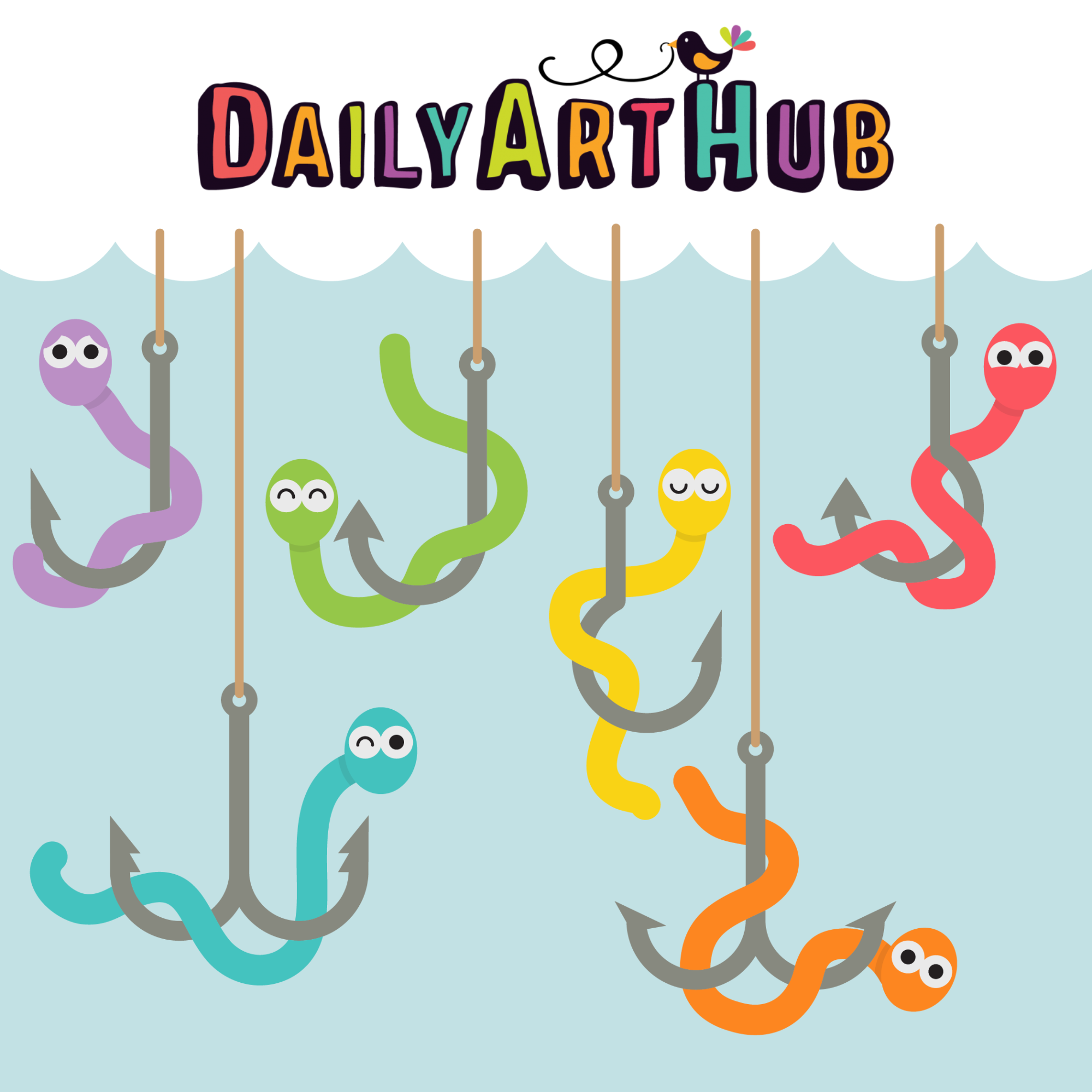 Fish Hooks And Worms Clip Art Set – Daily Art Hub // Graphics, Alphabets &  SVG