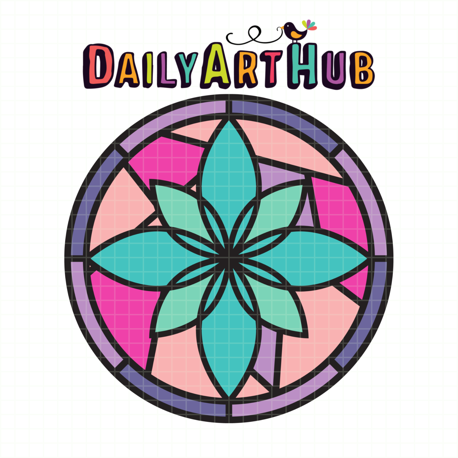 Blue Flower Stained Glass Clip Art Daily Art Hub // Graphics