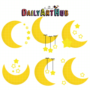 Moon And Stars Clip Art Set – Daily Art Hub // Graphics, Alphabets &amp; SVG