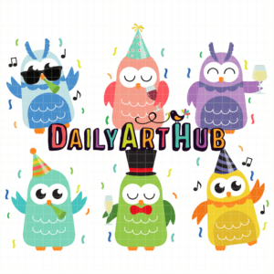 Owl New Year Celebration Clip Art Set – Daily Art Hub // Graphics ...