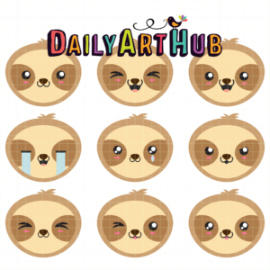 Uwu Sloth Kawaii Sloth Faces Clip Art Set – Daily Art Hub // Graphics, Alphabets ...