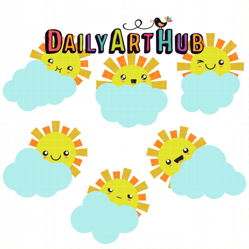 Peeping Suns Clip Art Set – Daily Art Hub // Graphics, Alphabets & SVG