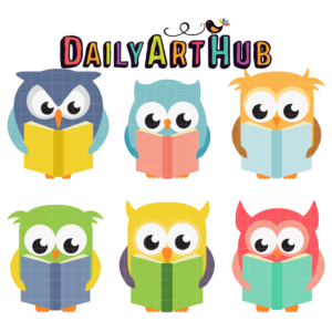 Reading Owls Clip Art Set – Daily Art Hub // Graphics, Alphabets & SVG