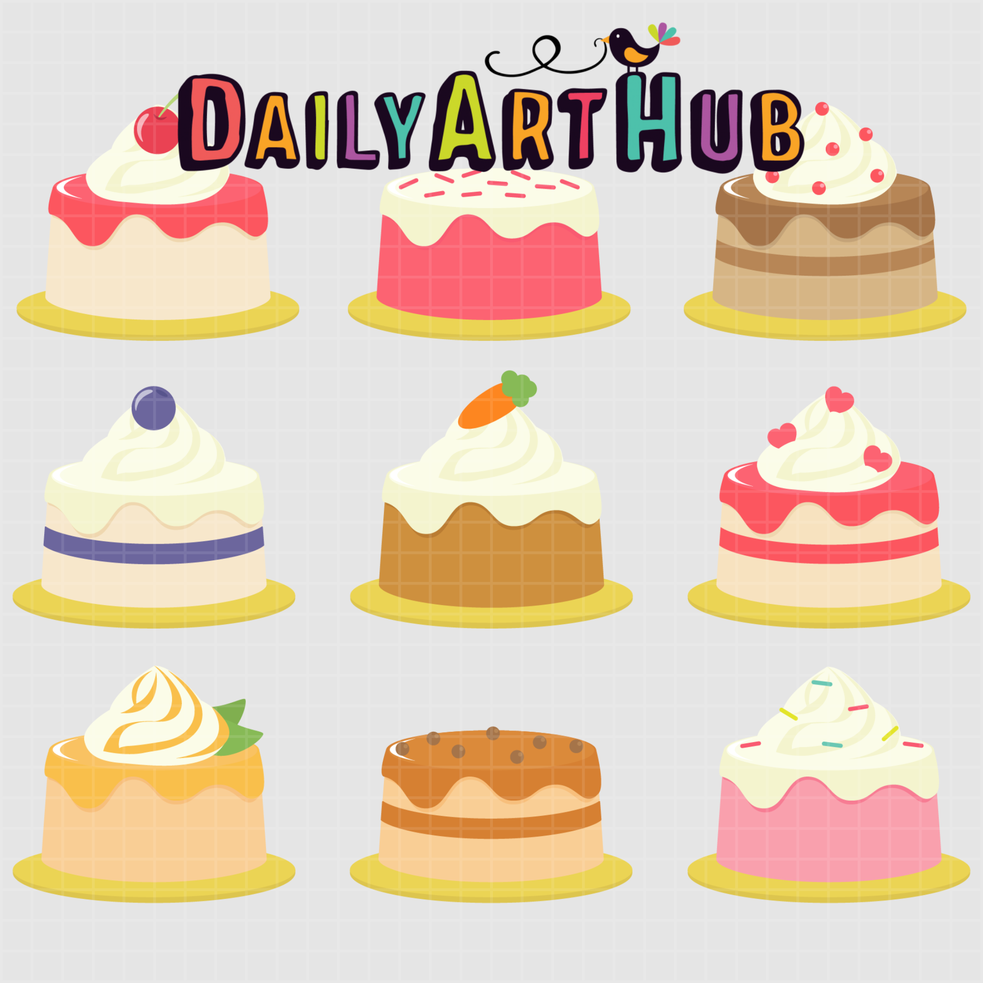 Small Cakes Clip Art Set