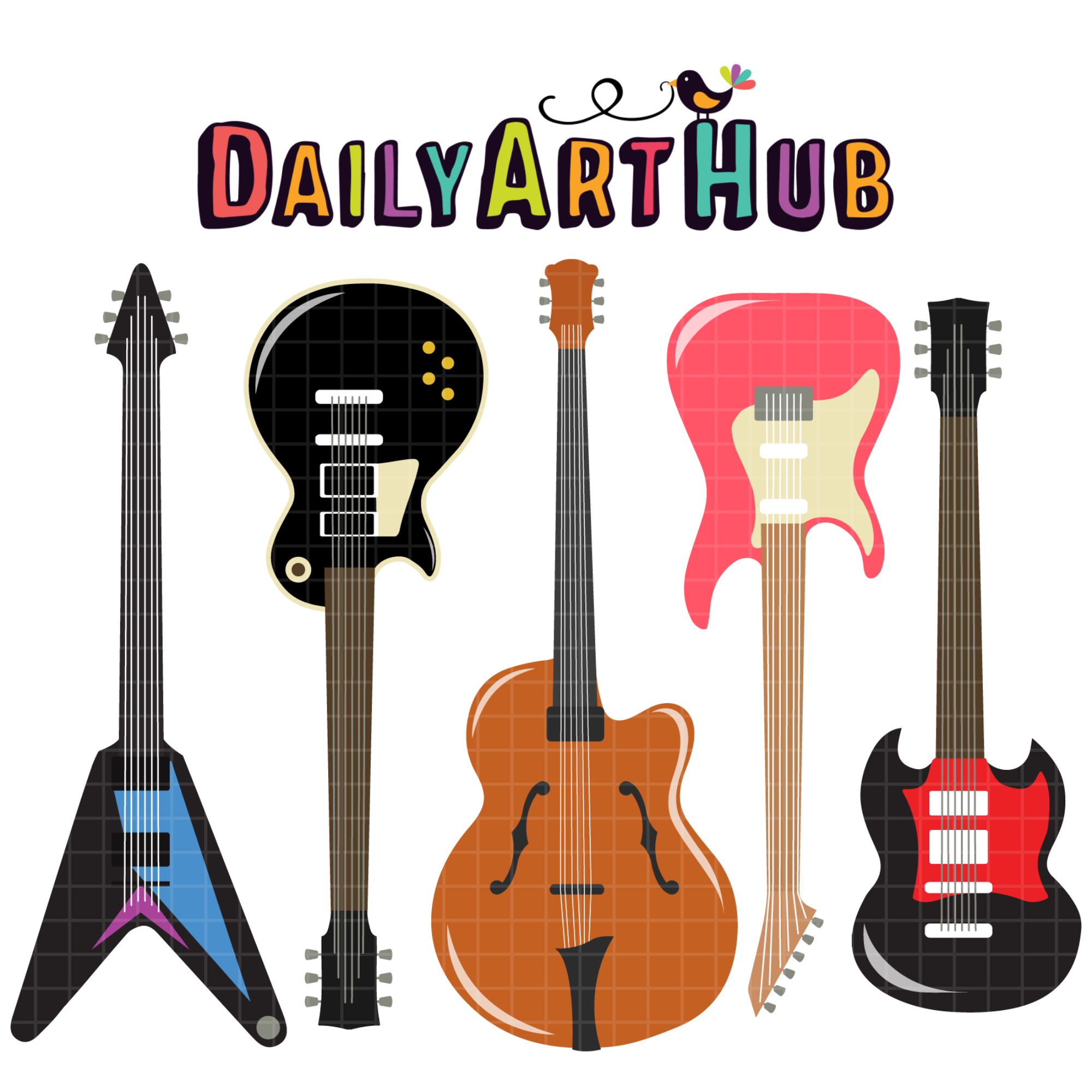 Electric Guitars Clip Art Set