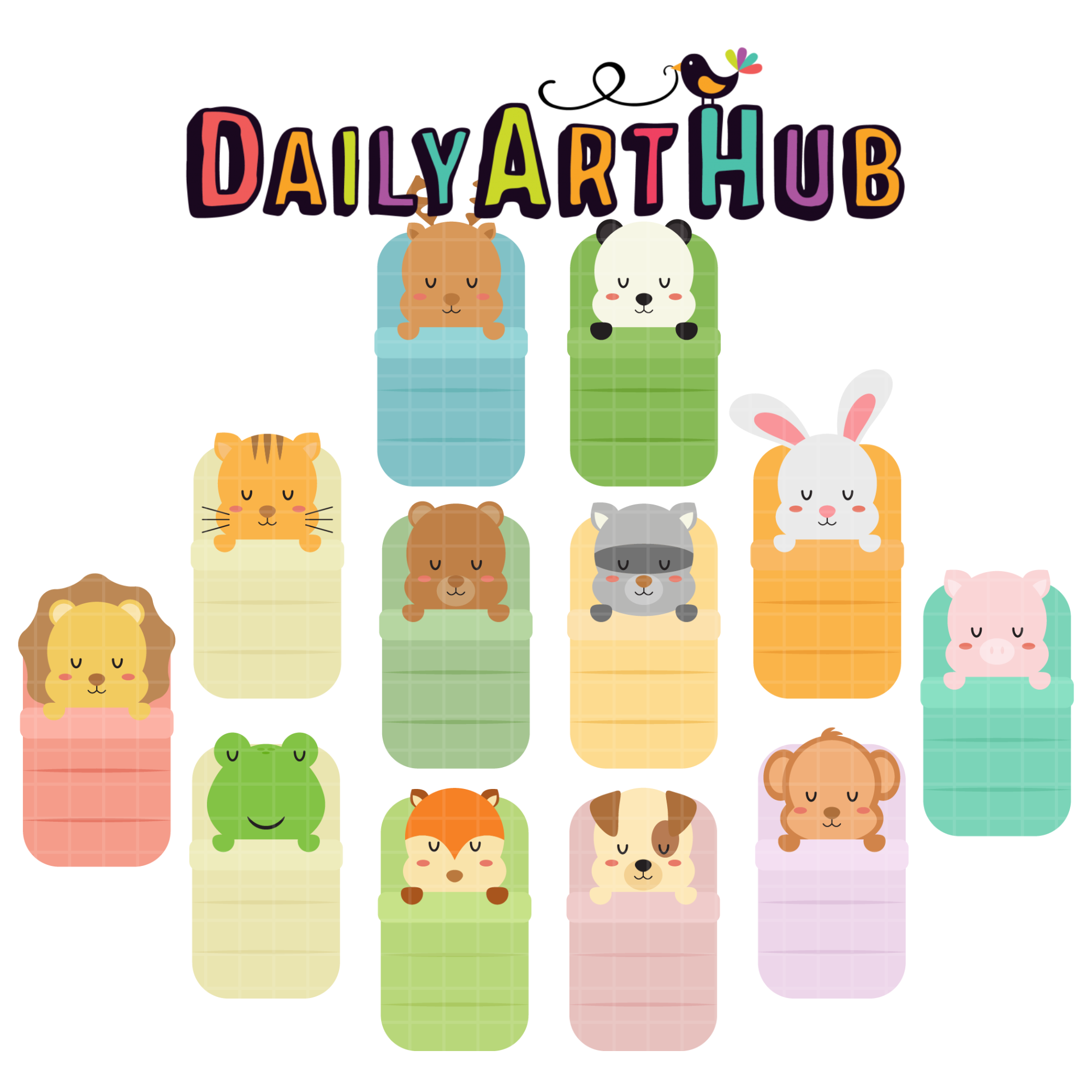 Sleeping Baby Animals Clip Art Set