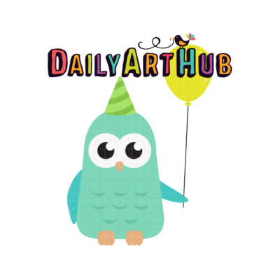Party Owl Balloon Cross Clip Art