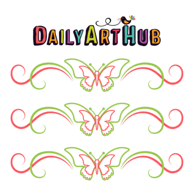Pretty Butterfly Flourish Clip Art