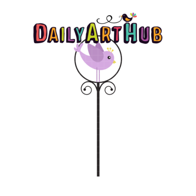 Purple Bird Stand Clip Art