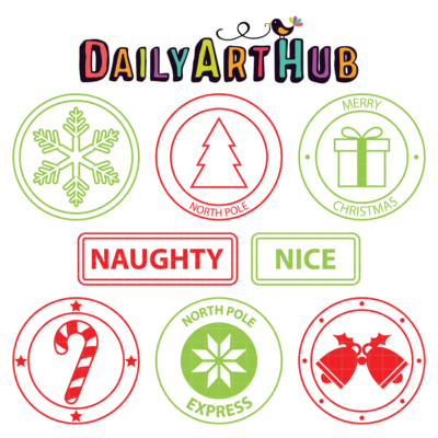 Christmas Stamp Marks Clip Art Set