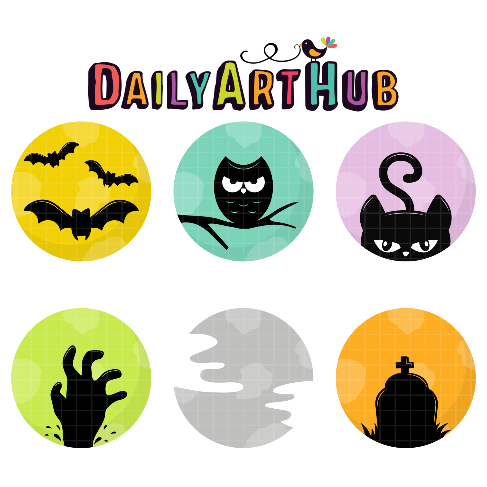 Moon Silhouette Clip Art Set