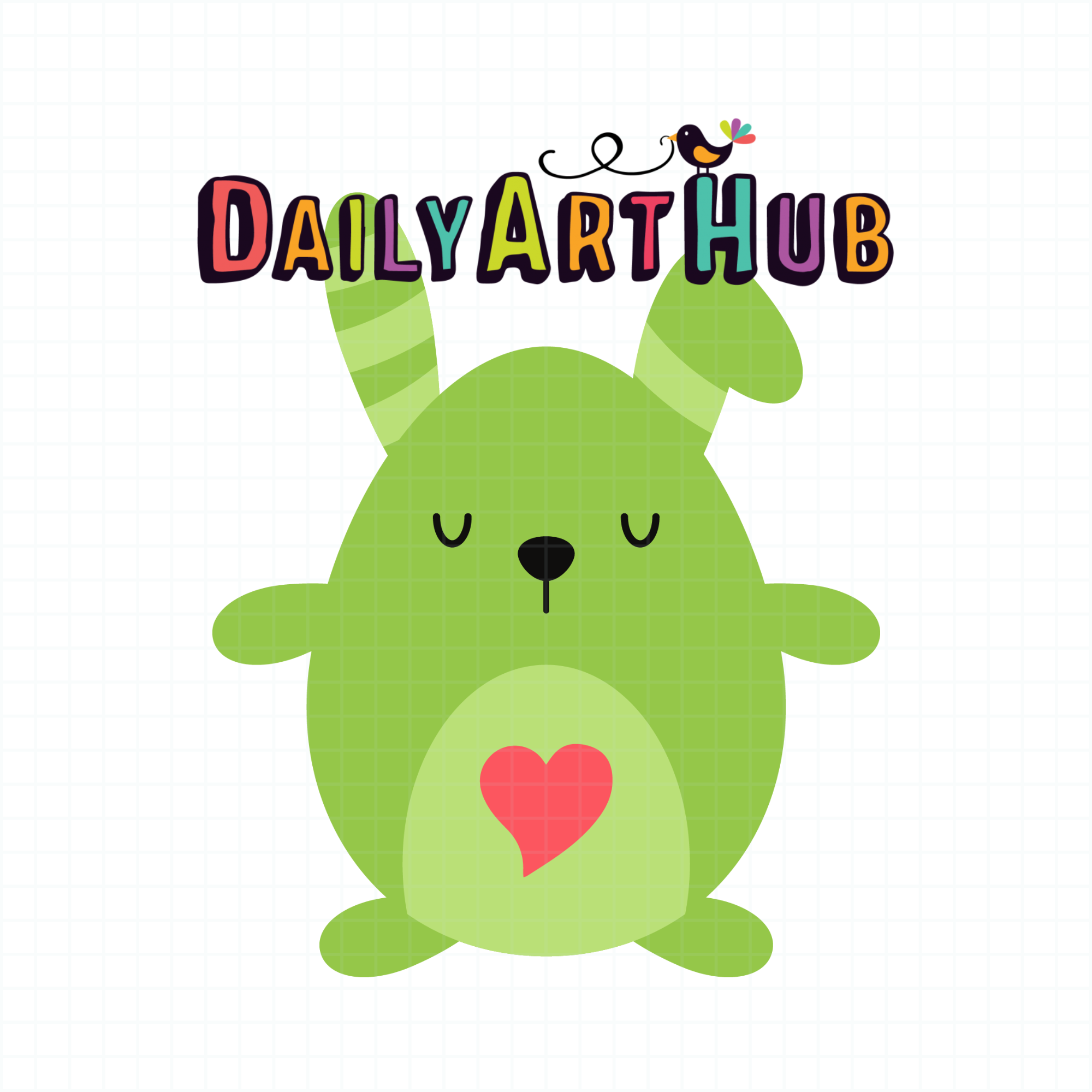 Heart Green Bunny Clip Art