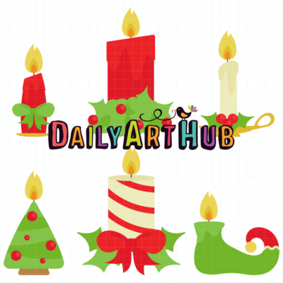 Christmas Candles Clip Art Set