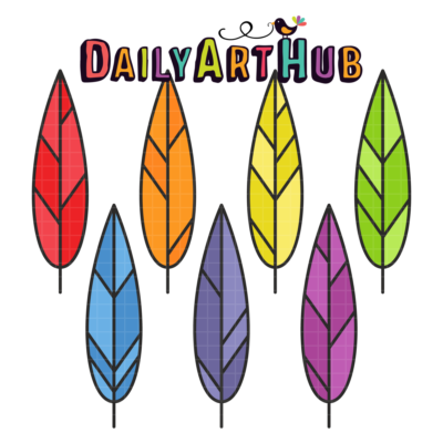 Rainbow Feathers Clip Art Set