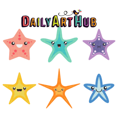 Cute Starfish Clip Art Set