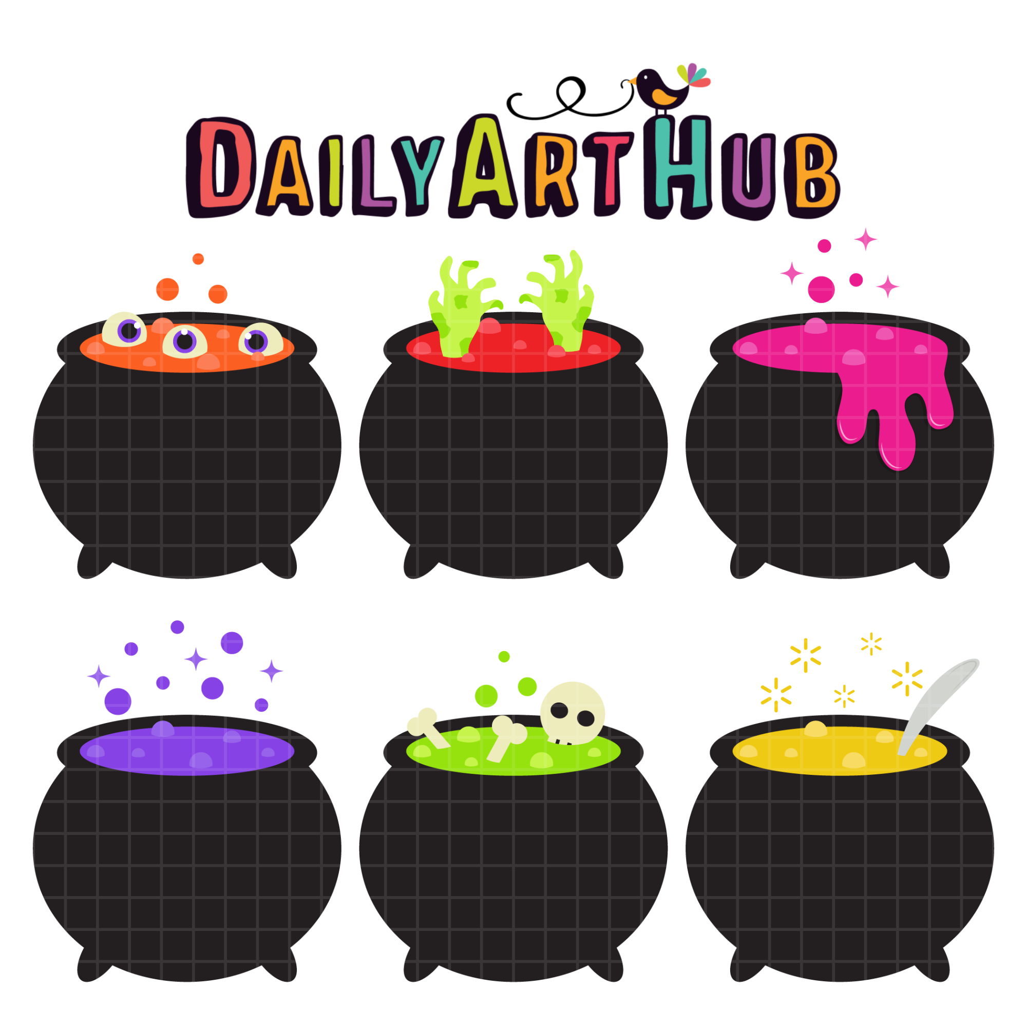 Spooky Cauldrons Clip Art Set