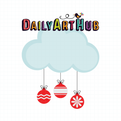 FREE Clouds With Christmas Balls Clip Art