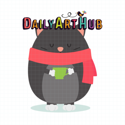 FREE Black Winter Cat Clip Art