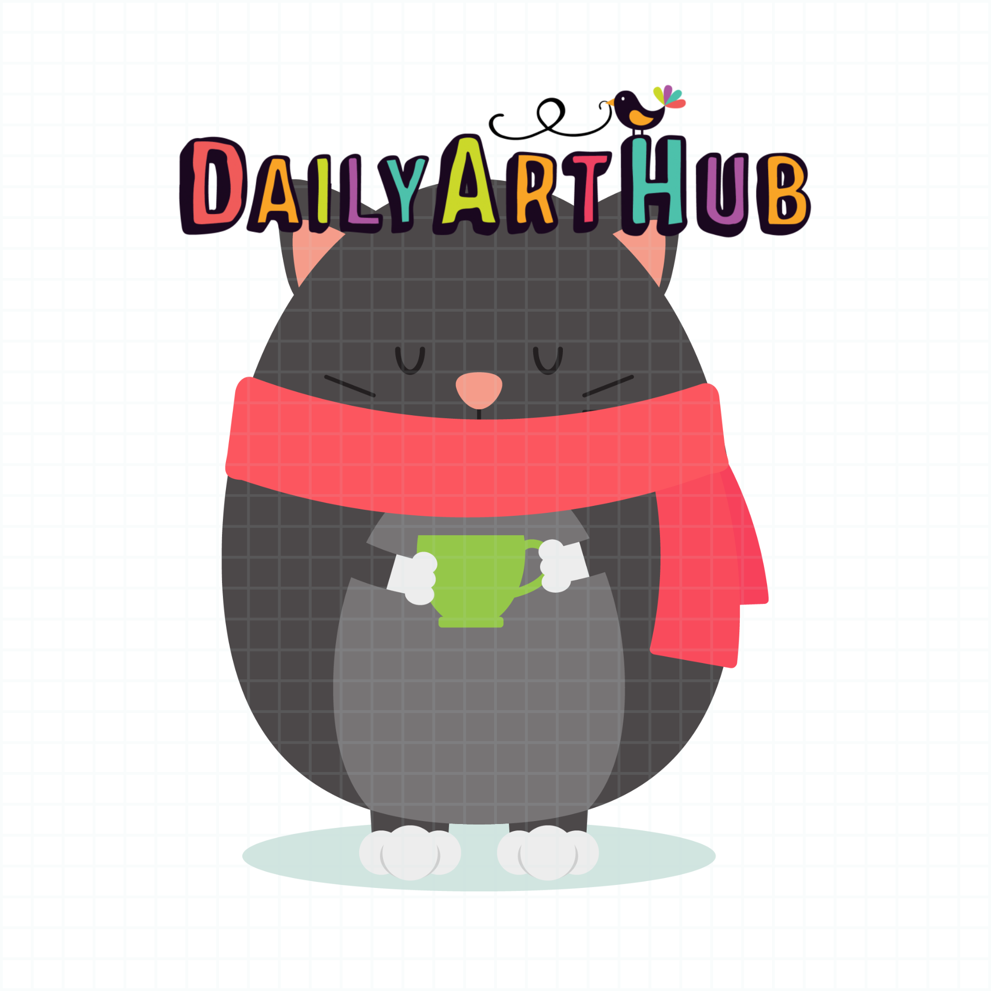 Black Winter Cat Clip Art