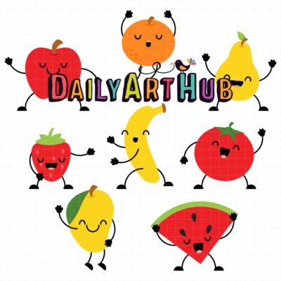 Dancing Fruits Clip Art Set