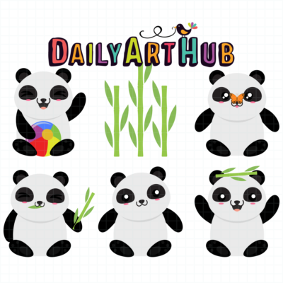 Cute Panda Clip Art Set