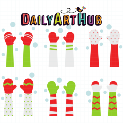 Hands Up Christmas Clip Art Set