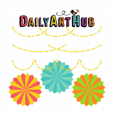 Hanging Party Decors Clip Art Set