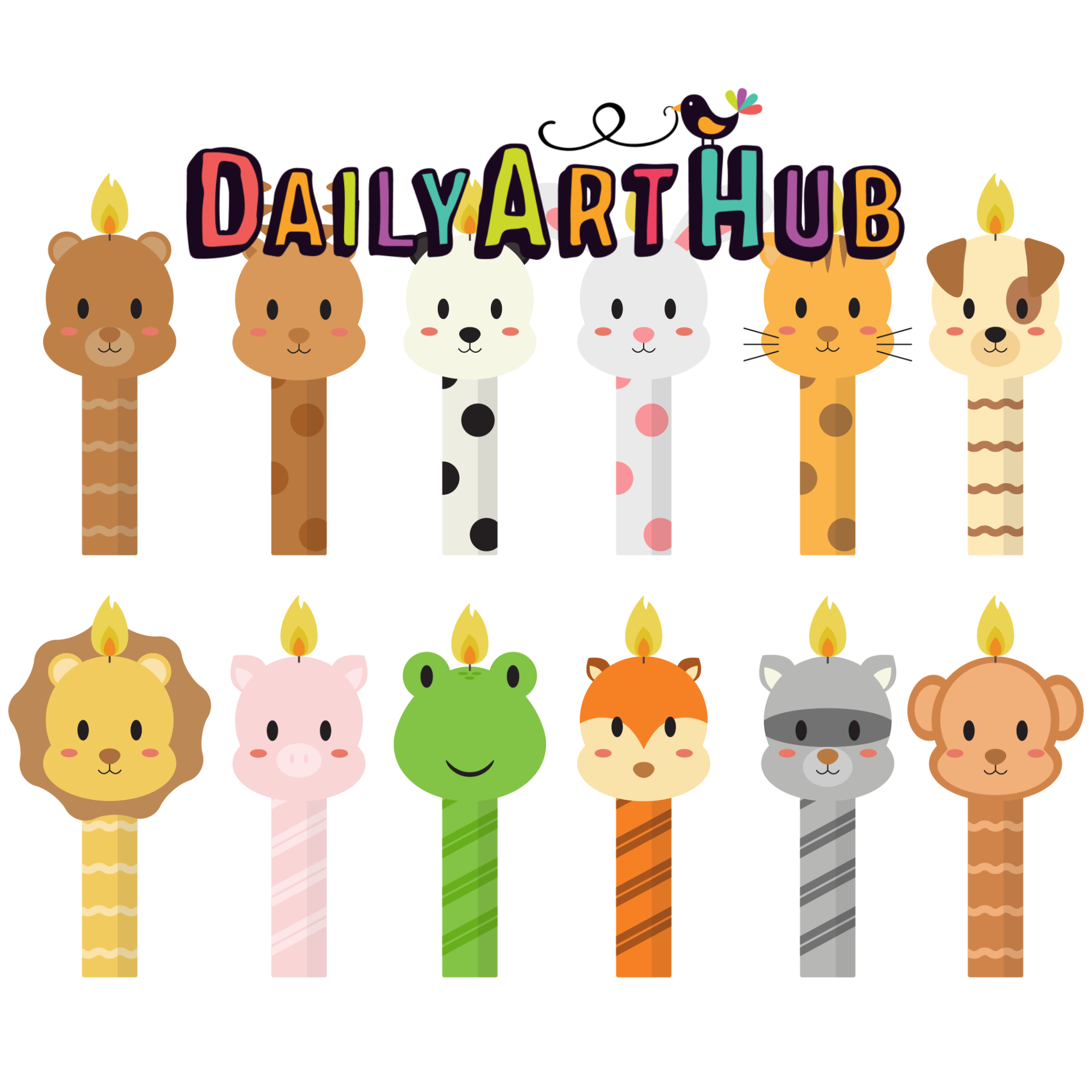 Baby Animal Candles Clip Art Set