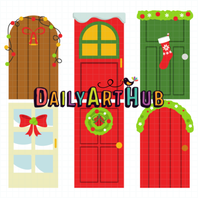 Christmas Doors Clip Art Set