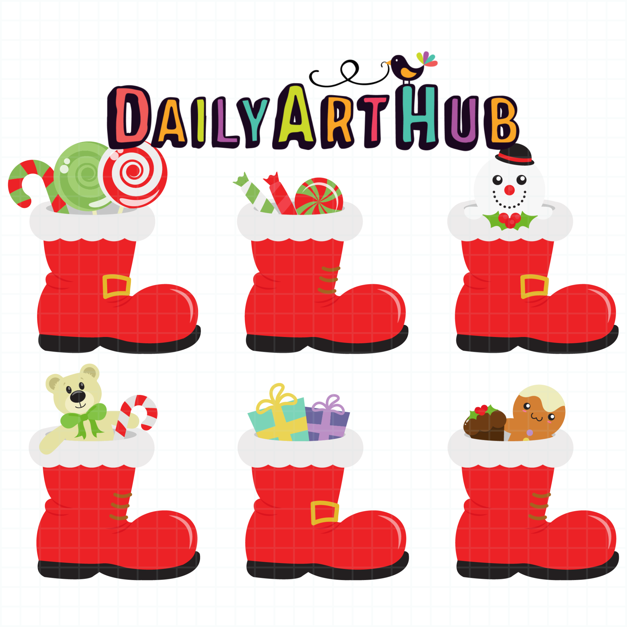 Santa's Boot Clip Art Set