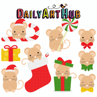 Merry Christmouse Clip Art Set