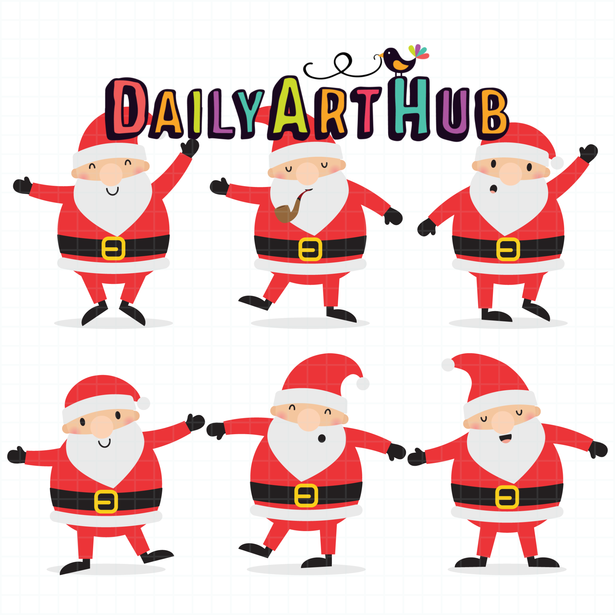 Cute Dancing Santa Clip Art Set